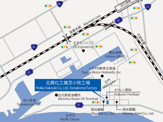 苫小牧工場　周辺地図